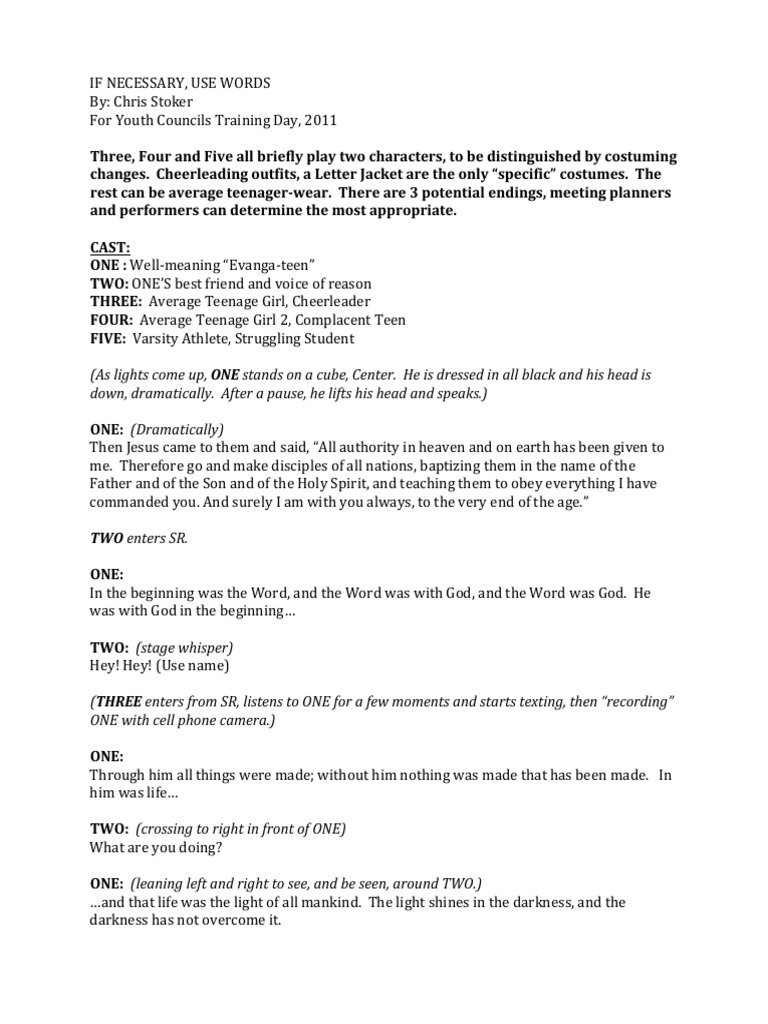 If Necessary Use Words Script | PDF | Jesus | God In Christianity