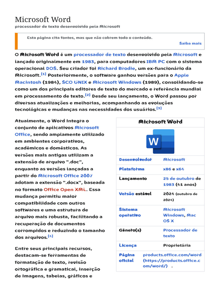 Microsoft Word: História e Funcionalidades | PDF | Microsoft Word ...