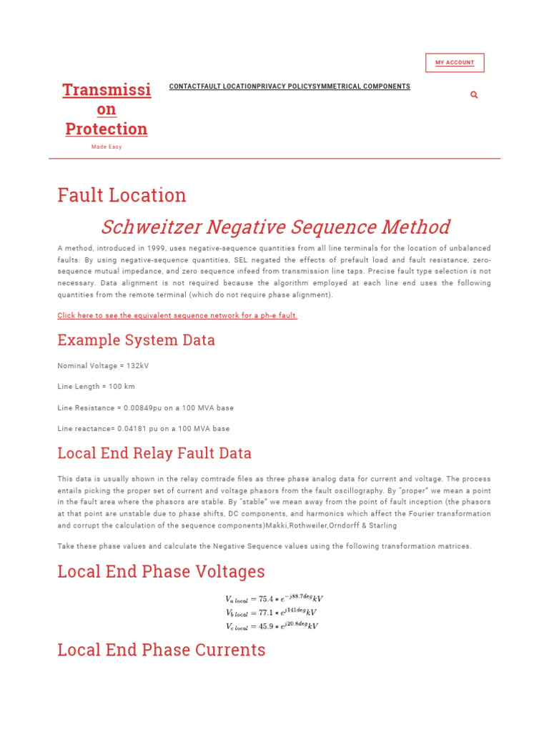 Negative Sequence Fault Location Method | PDF