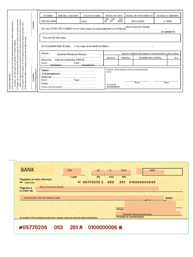 Cheque por 3000 Soles en Lima | PDF