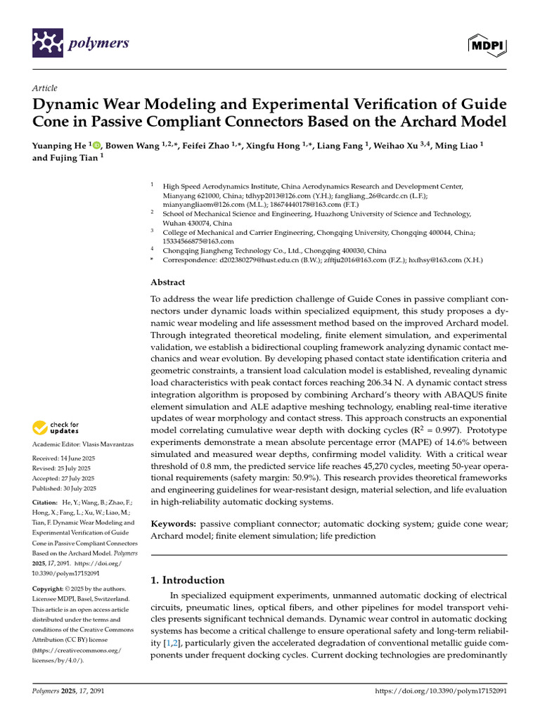Dynamic Wear Modeling for Guide Cones | PDF | Wear | System