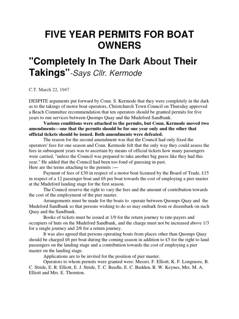 Boat Permits 1947 PDF Fee