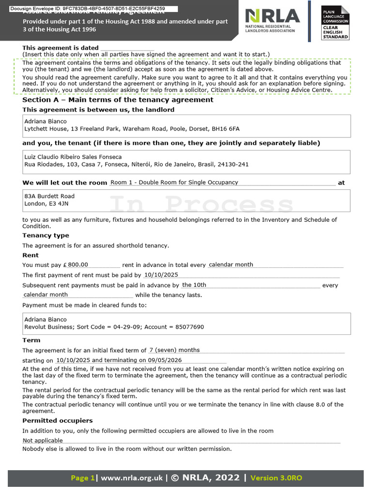 Complete With Docusign Tenancy Agreement - 8 | PDF | Leasehold Estate ...