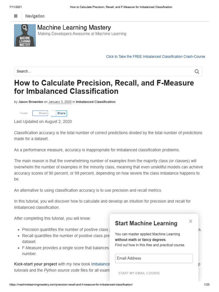 Precision, Recall, F-Measure Guide | PDF | Applied Mathematics ...