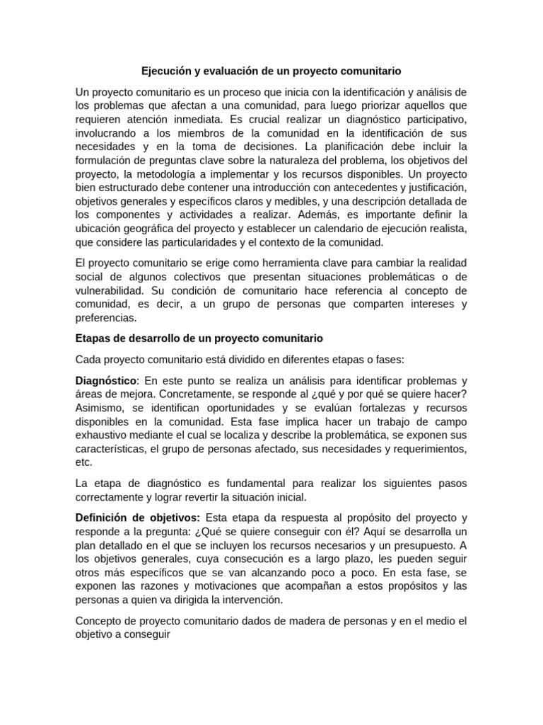Guía para Proyectos Comunitarios Efectivos | PDF | Evaluación | Gestión ...