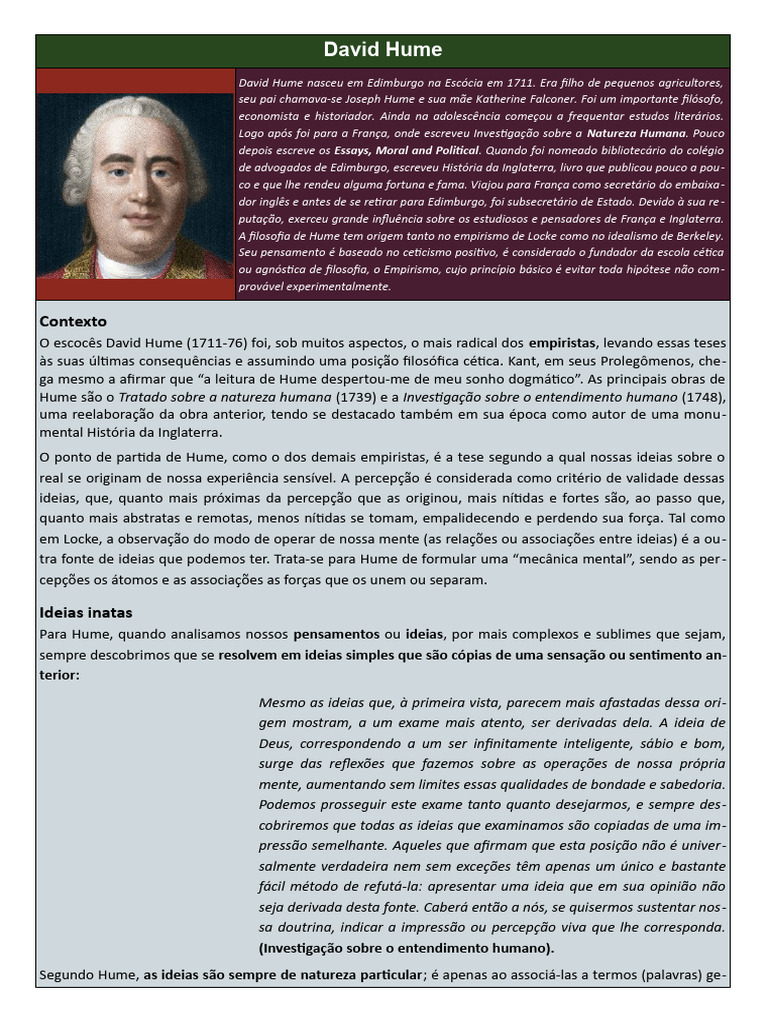 Aula 15[2] - David Hume | PDF | David Hume | Ideia