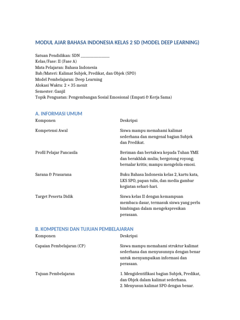 Modul Deep Learning Bahasa Indonesia Kelas 2 | PDF