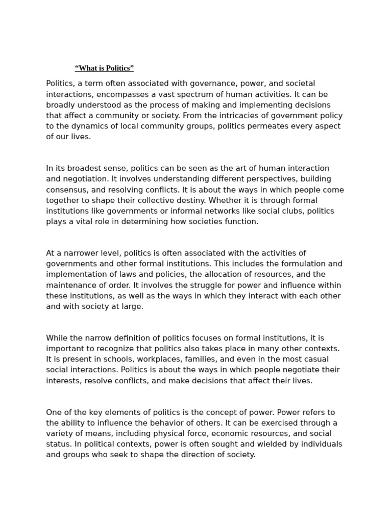 Understanding Politics: Power and Society | PDF | Institution | Society
