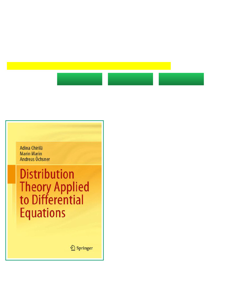 Distribution Theory Applied to Differential Equations 1st Edition Adina ...