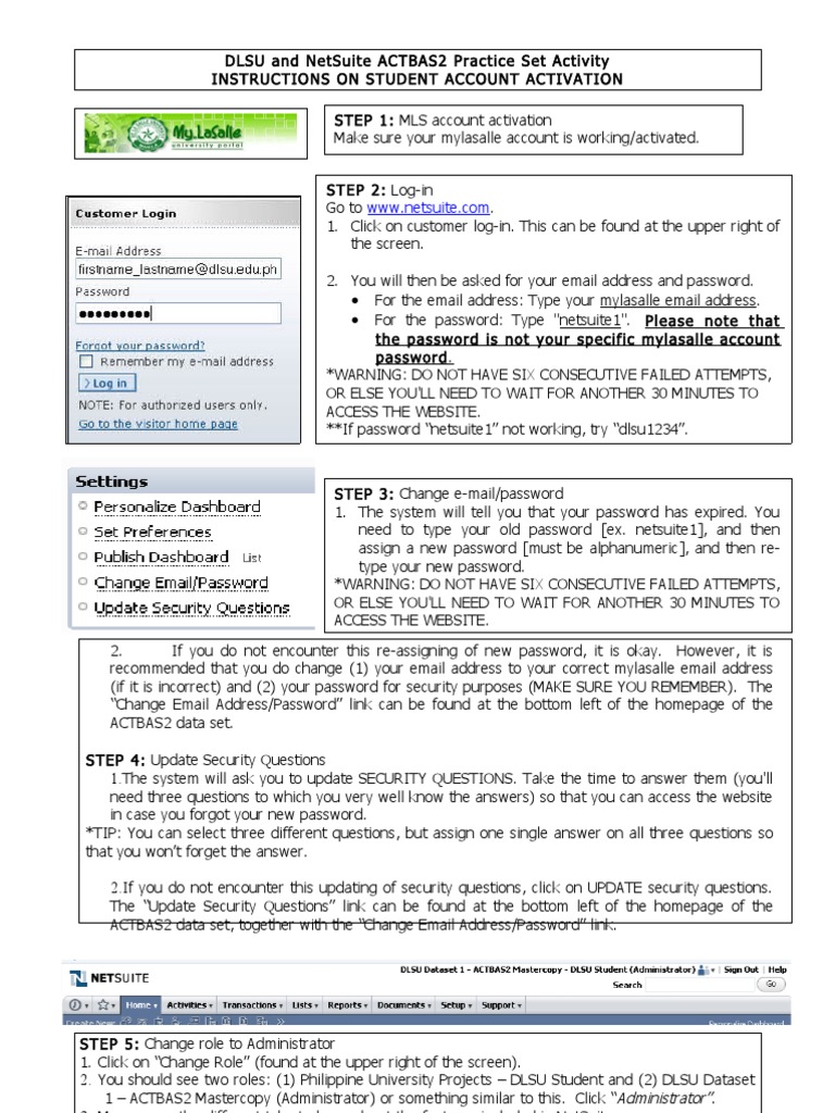 Netsuite Practice Set PDF Financial Transaction Password