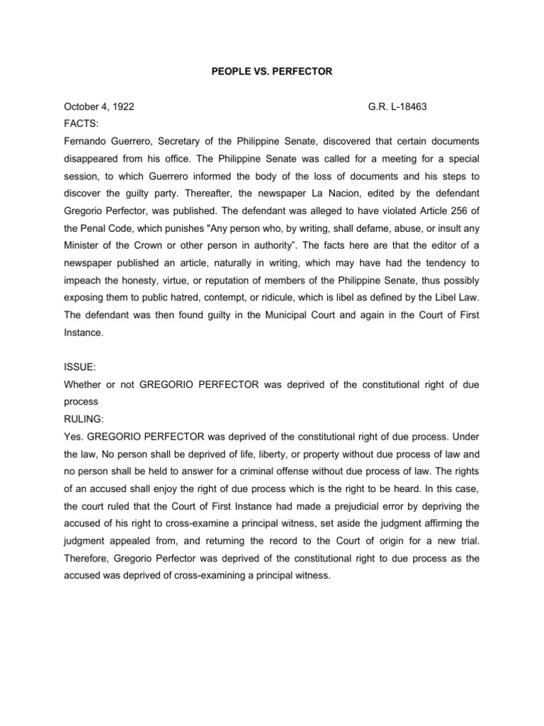 Due Process Violation in Perfector Case | PDF