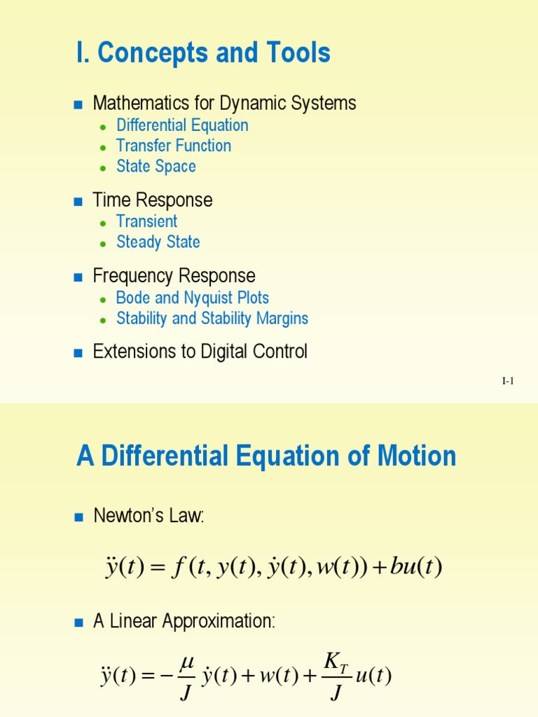 I. Concepts and Tools: Mathematics For Dynamic Systems | PDF | Control ...