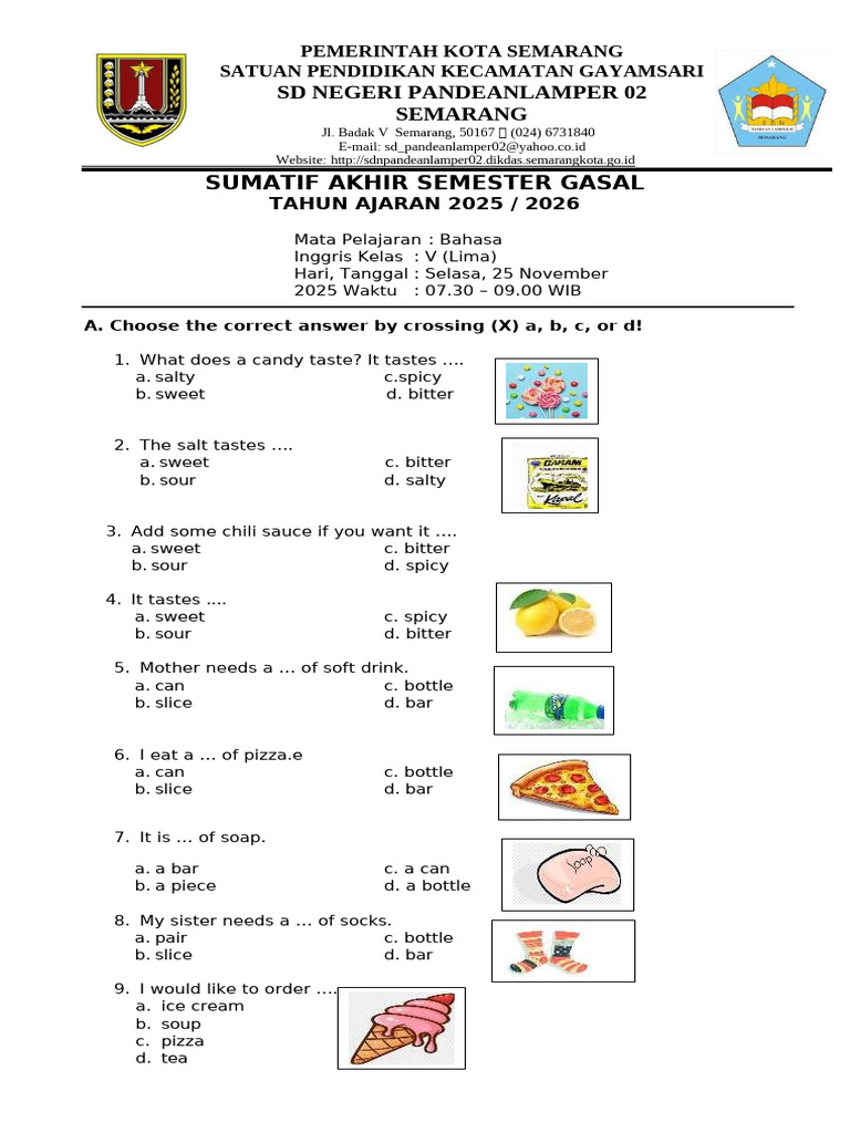 Soal Sas B Inggris Kls 5 | PDF
