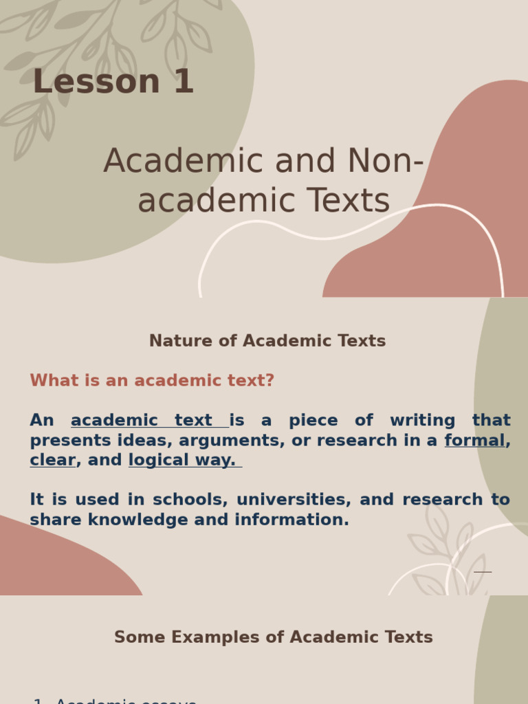 Understanding Academic Texts vs. Non-Academic | PDF | Evidence | Knowledge