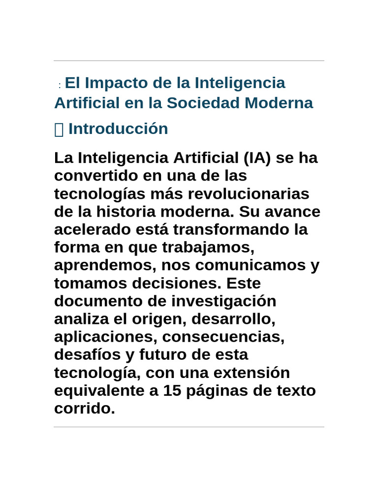 Impacto de la IA en la Sociedad Actual | PDF | Inteligencia artificial ...