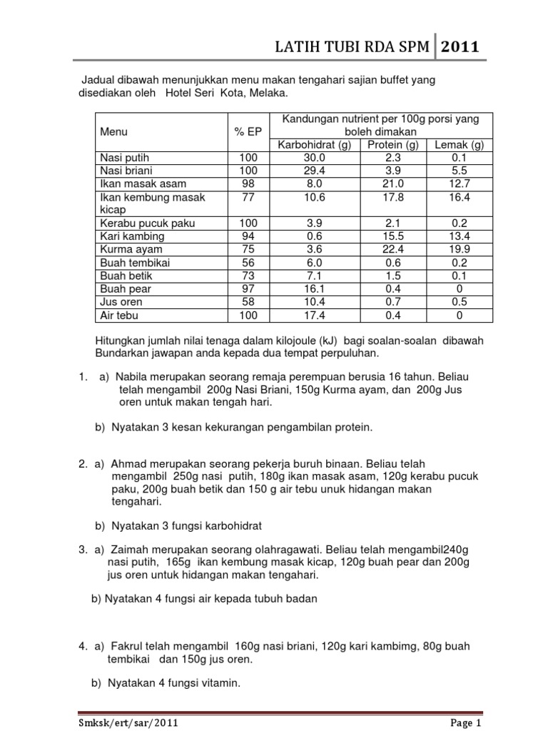 Latihan RDA 1 | PDF