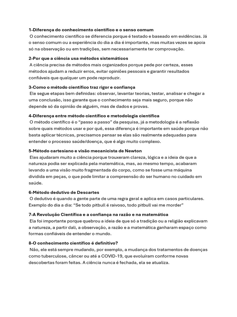 Diferenças entre conhecimento científico e senso comum | PDF