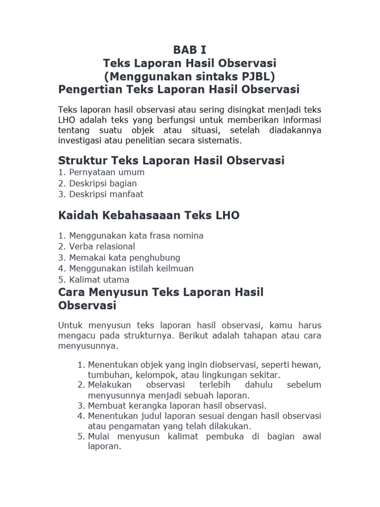 Teks Laporan Hasil Observasi | PDF