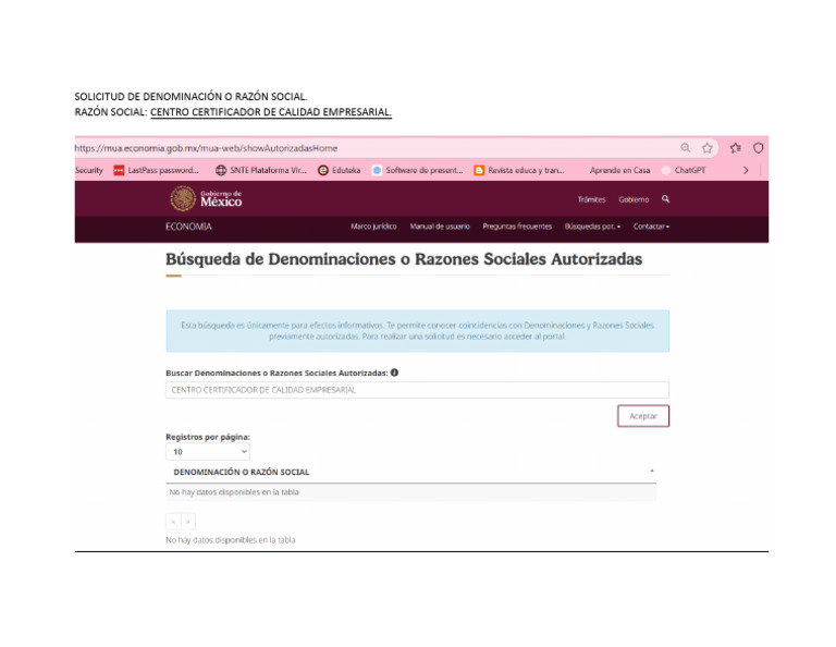Solicitud de Denominación o Razón Social | PDF