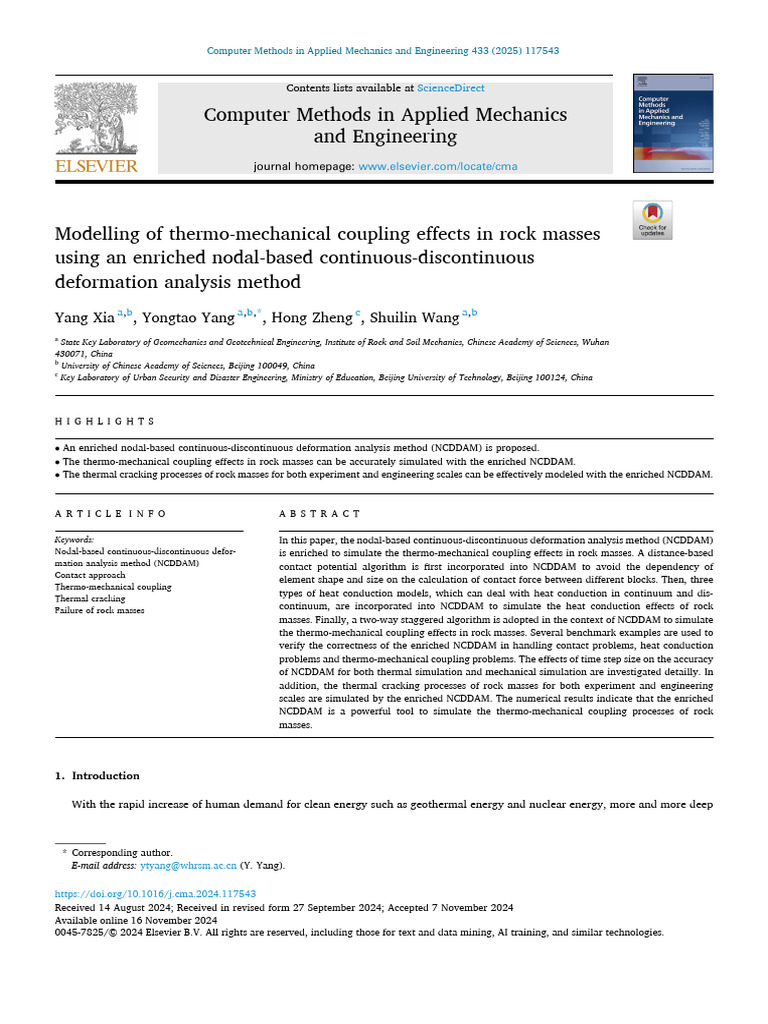 Modelling of Thermo-Mechanical Coupling Effects in Rock Masses Using An ...