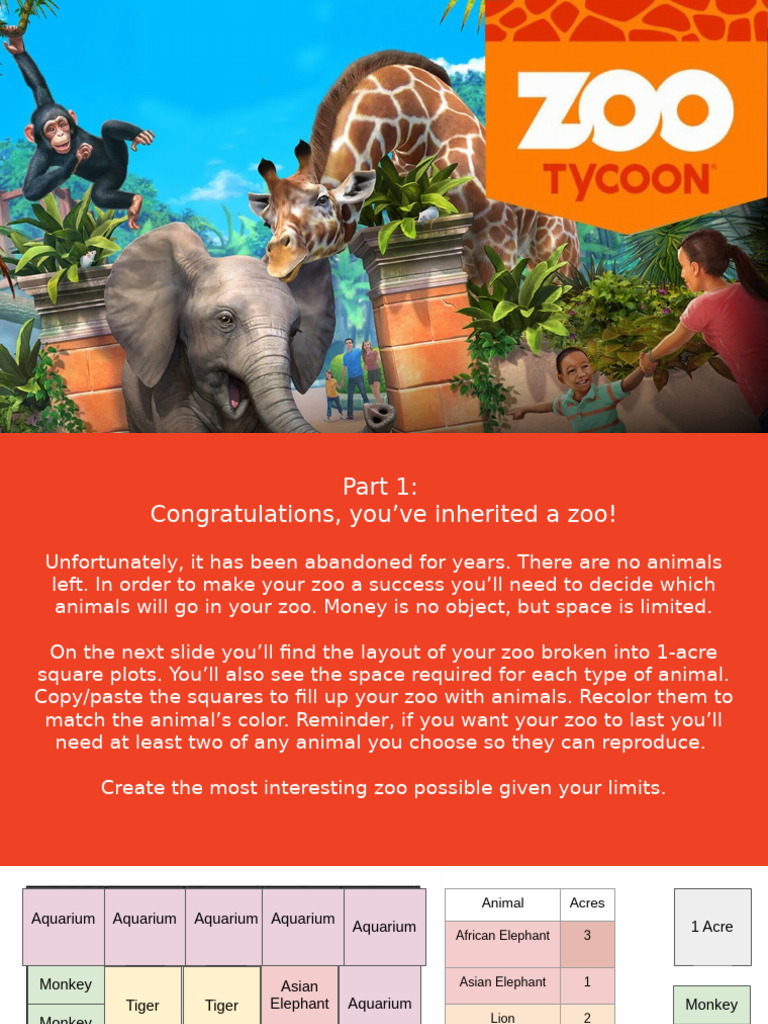 Zoo Tycoon (Economics Intro Lesson) - 2 | PDF | Zoo | Mars
