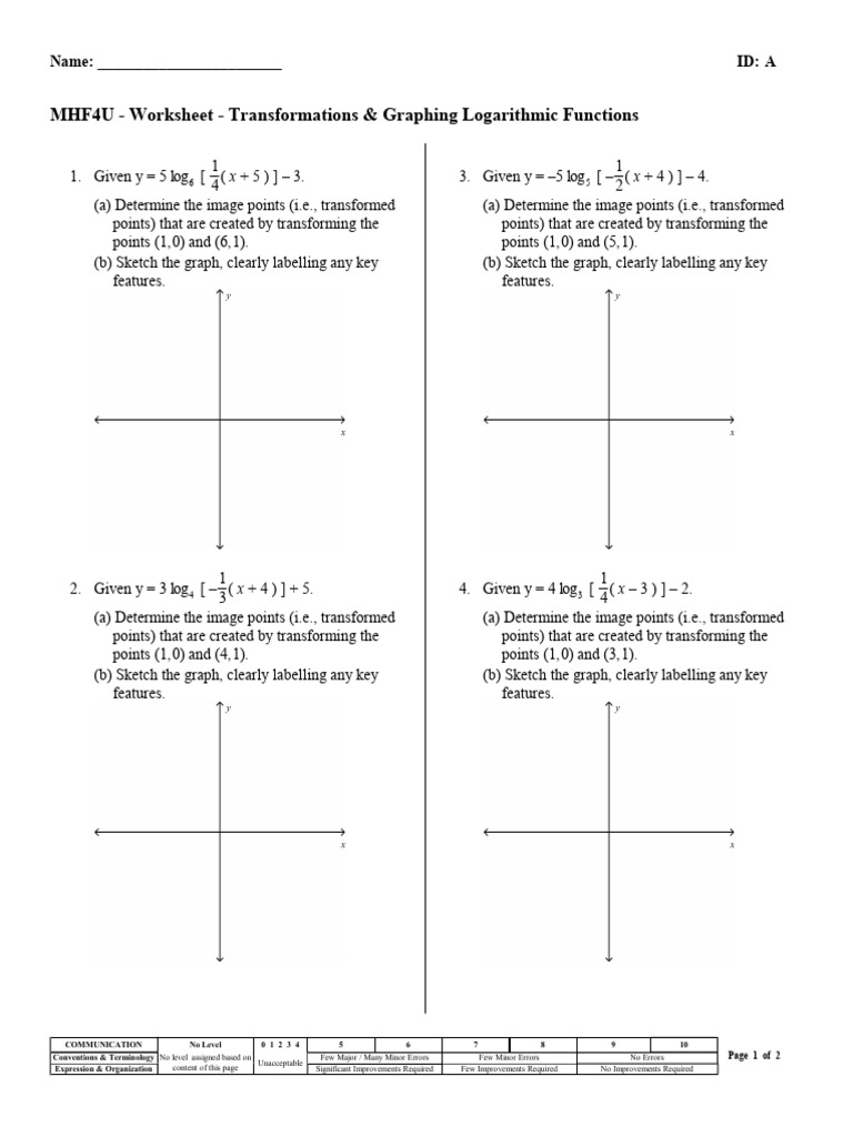 Logarithmic Functions Graphing Worksheet | PDF | Chess Openings | Chess