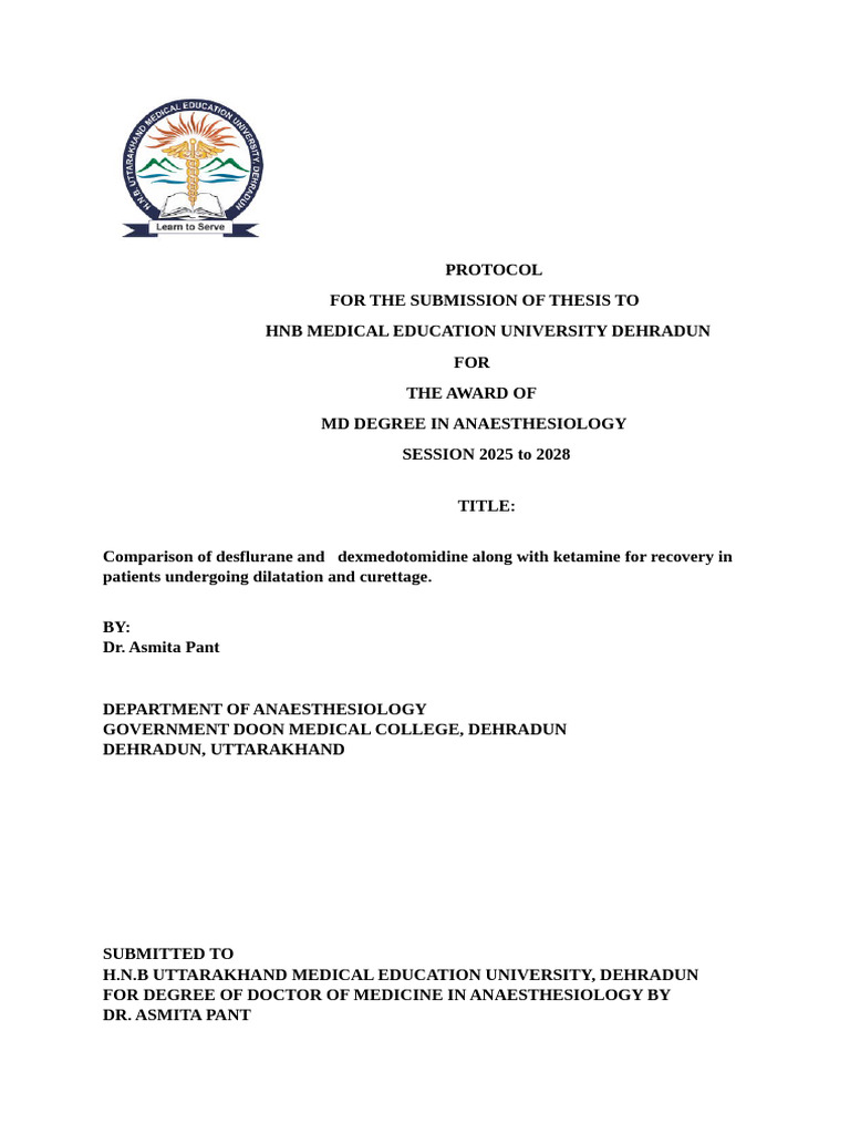 Desflurane vs Dexmedetomidine in D&C Recovery | PDF | Anesthesia ...