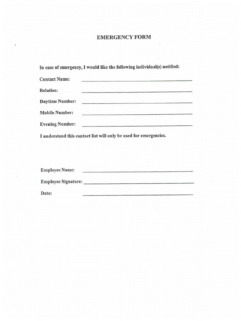 Emergency Form | PDF