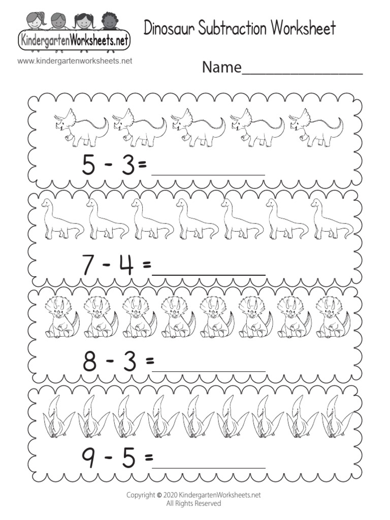Ee Subtract Dinosaur Worksheet | PDF
