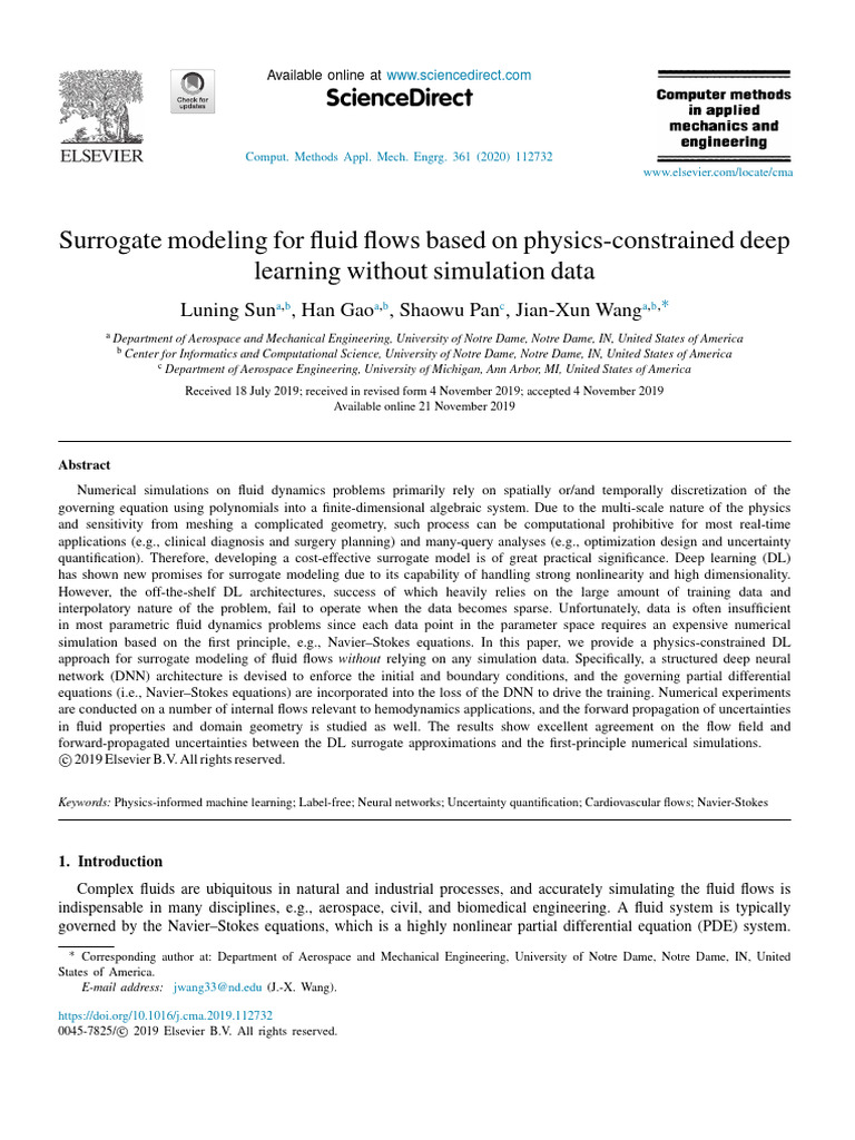 Surrogate Modeling For Fluid Flows Based On PH - 2020 - Computer ...