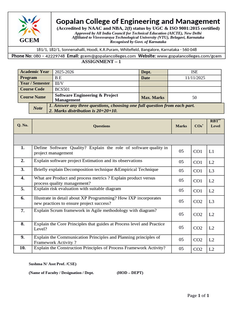 GCEM Software Engineering Assignment 2025 | PDF