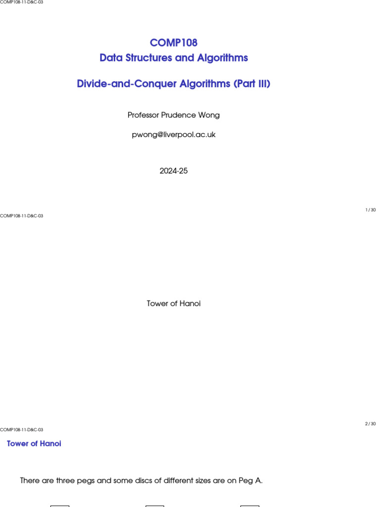Comp108 11 D&C 03 A | PDF | Recurrence Relation | Time Complexity