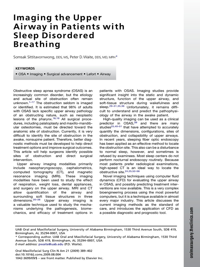 Upper Airway Imaging for Sleep Apnea | PDF | Sleep Apnea | Medical Imaging