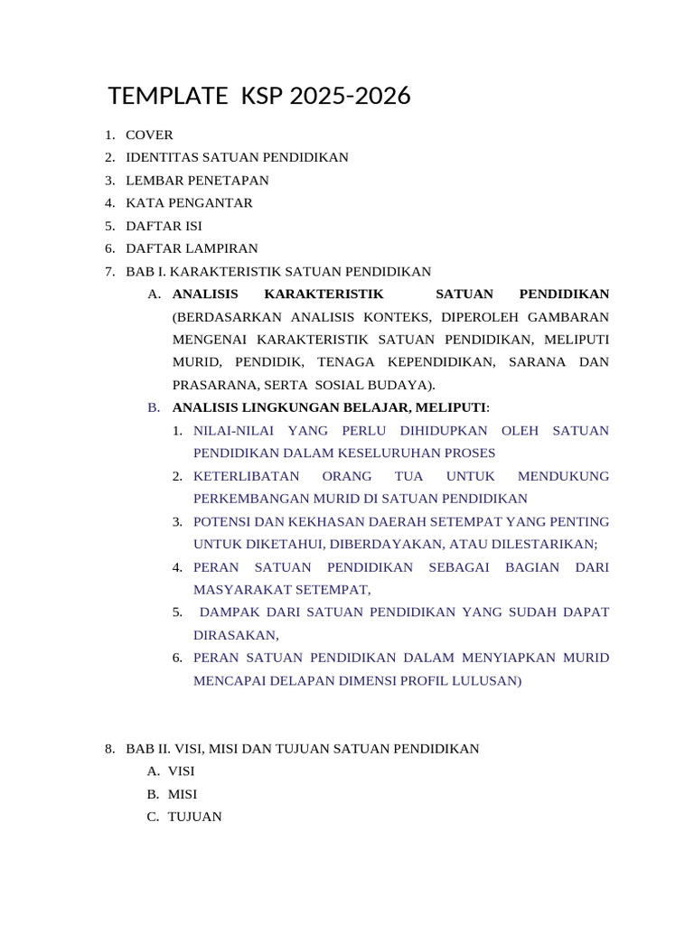 Rencana KSP 2025-2026 Satuan Pendidikan | PDF