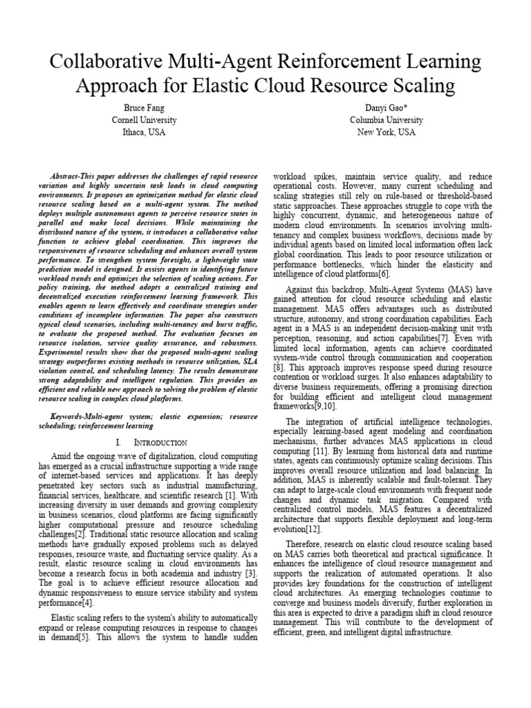 Collaborative Multi-Agent Reinforcement LearningApproach For Elastic ...