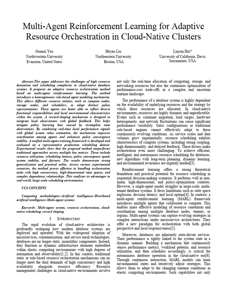 Multi-Agent RL for Cloud Resource Orchestration | PDF | Scalability ...