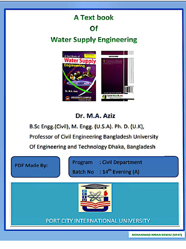 Water Supply Engineering by DR Ma Azizpdf Compress | PDF