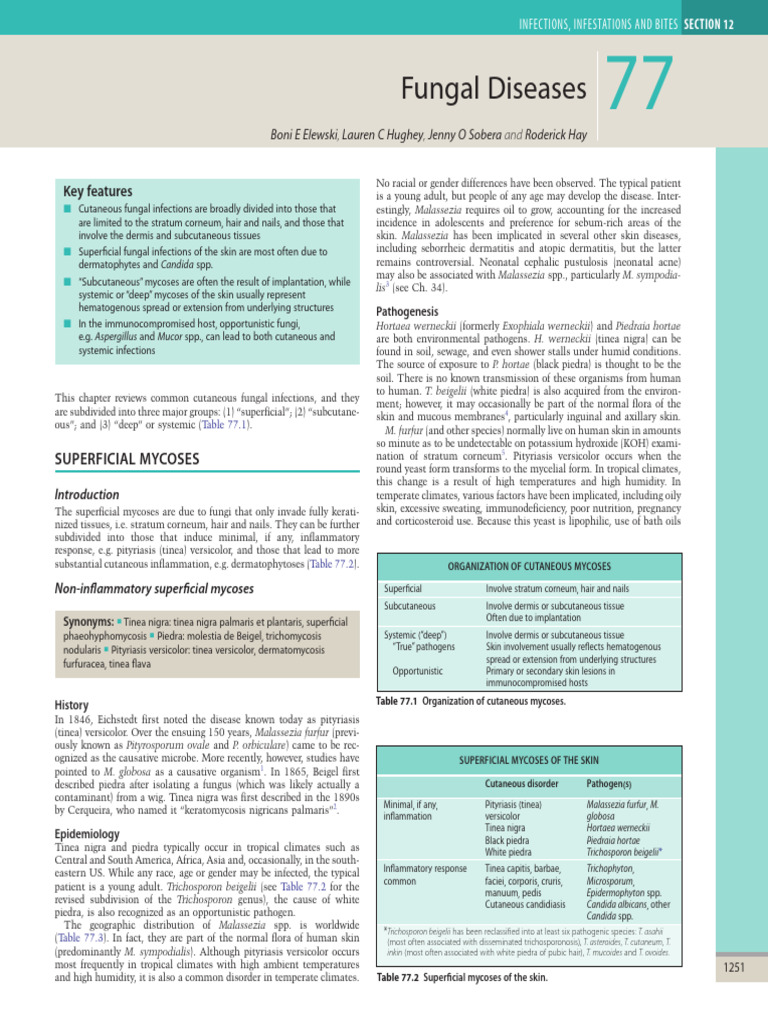 Overview of Superficial Fungal Infections | PDF | Skin | Mycology