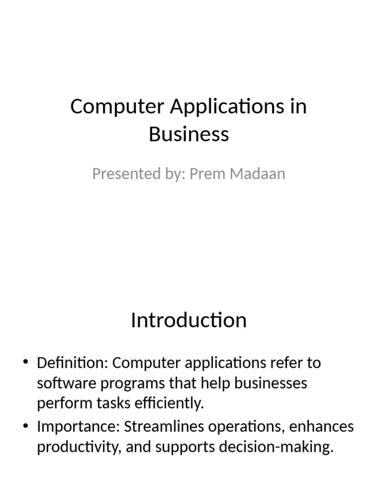Computer Applications in Business Overview | PDF | Customer ...
