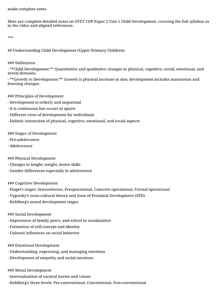 OTET Child Development Notes | PDF | Learning | Motivational