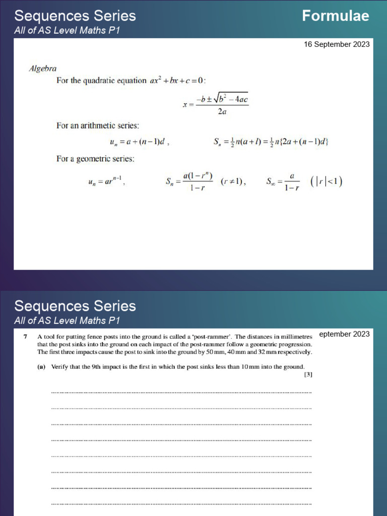 AS Level Maths P1: Sequences Series | PDF