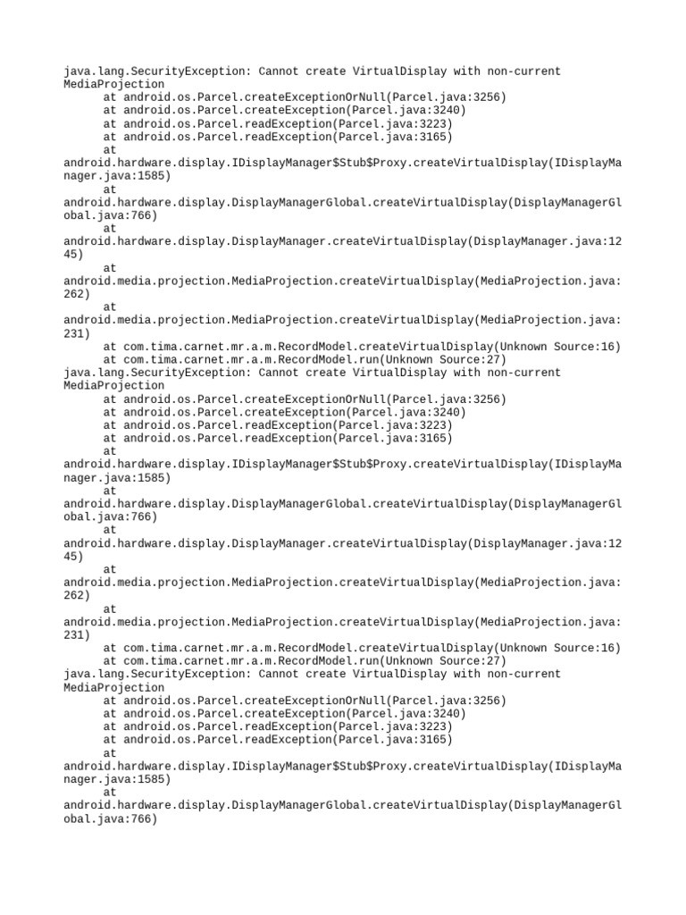 SecurityException: VirtualDisplay Issue | PDF