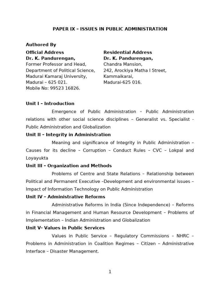 Public Administration Issues Overview | PDF | Public Administration ...