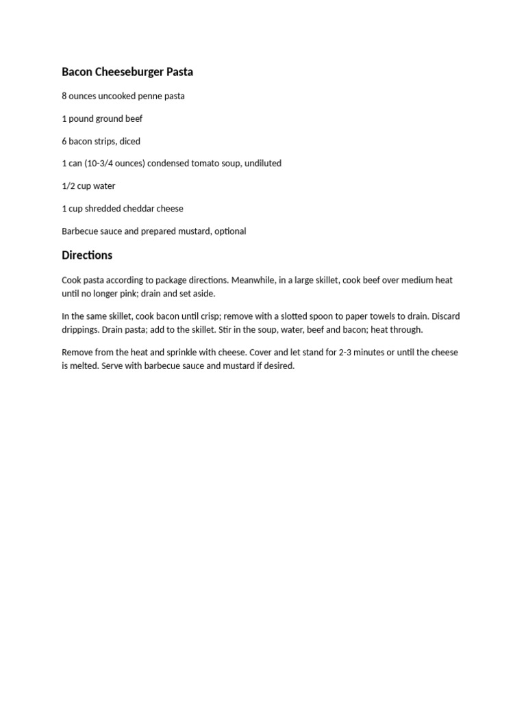 Bacon Cheeseburger Pasta | PDF