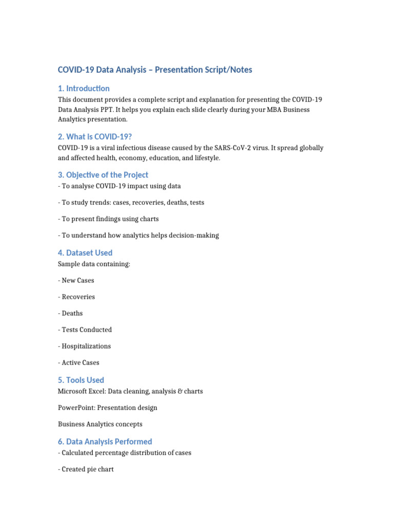 COVID-19 Data Analysis Presentation Guide | PDF | Data Analysis | Analytics