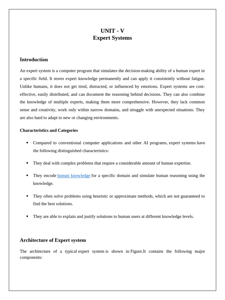 Ai Unit 5 | PDF | Expert | Knowledge