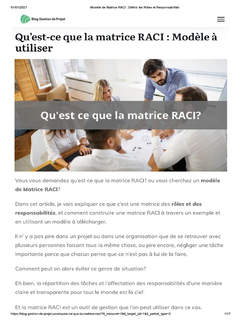 Modèle de Matrice RACI - Définir Les Rôles Et Responsabilités | PDF