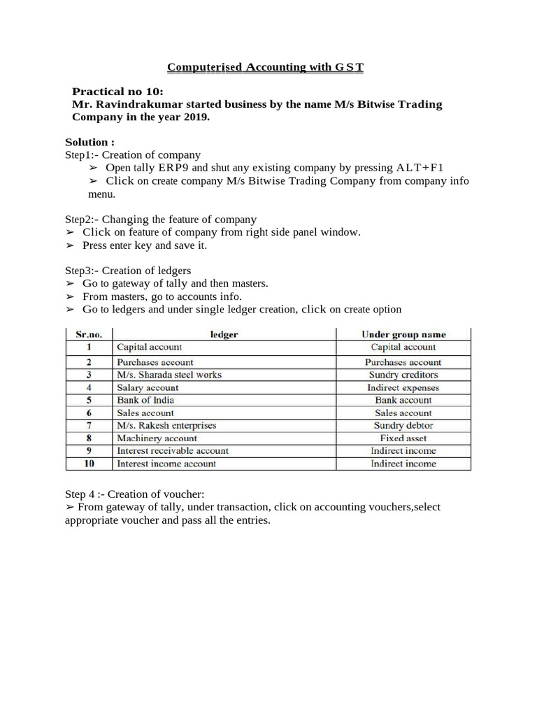 Practical No 10 To 12 Computerised Accounting With GST | PDF | Taxes ...