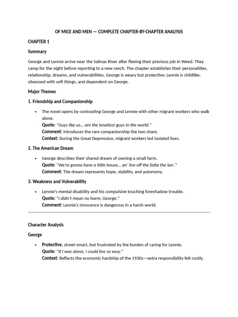 Of Mice and Men - NOTES | PDF | Social Psychology | Social Policy