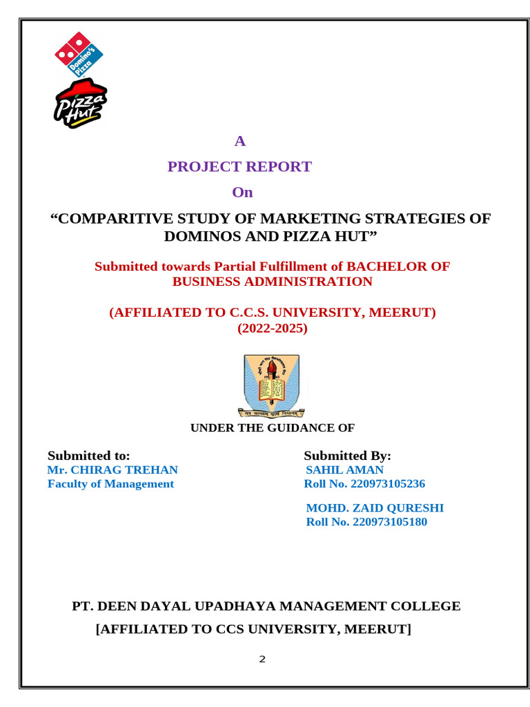 Marketing Strategies: Dominos vs Pizza Hut | PDF